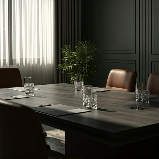 Intimate boardroom setting showing exclusivity.